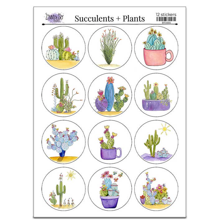 Stickers Succulents and Plants for wholesale by Zinnia Sky Studio LLC