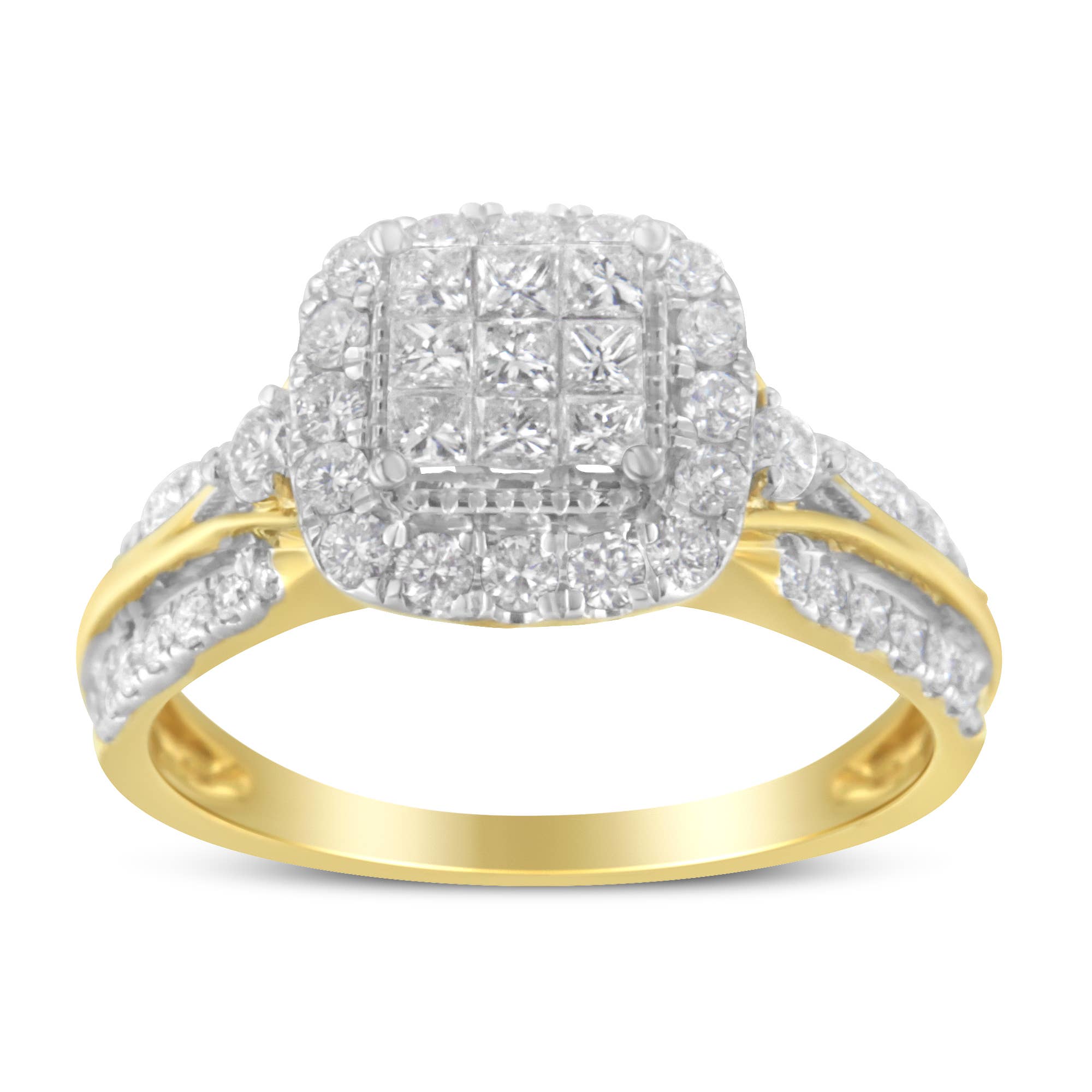 Infinite Jewels - Wholesale Engagement Ring - 10K Yellow Gold 1.0 Cttw Diamond Cluster Engagement Ring2
