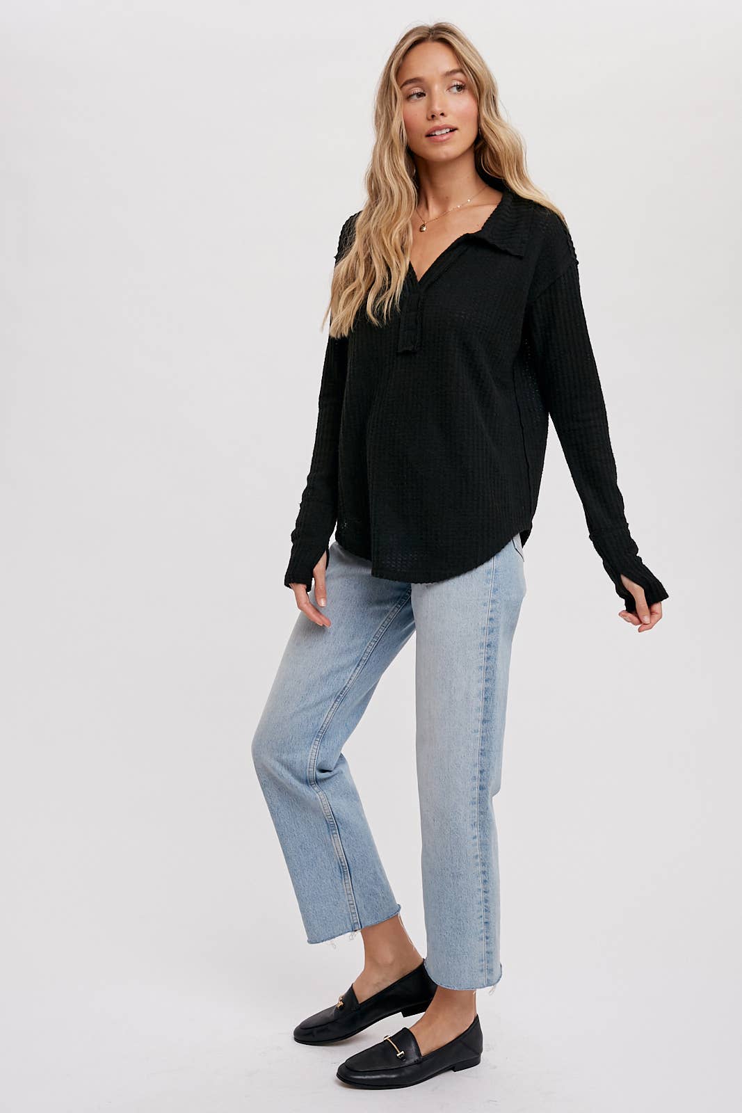 Bluivy - Wholesale Knit Top - Women's - BRUSHED WAFFLE HENLEY TOP34