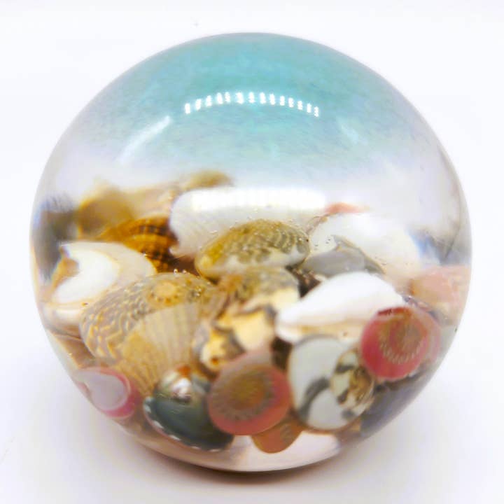 JEMS of the Sea - Wholesale Decorative Tabletop Object - Tiny Ocean Sphere-Made w/ Eco-Friendly Resin, Shells, Sand 9