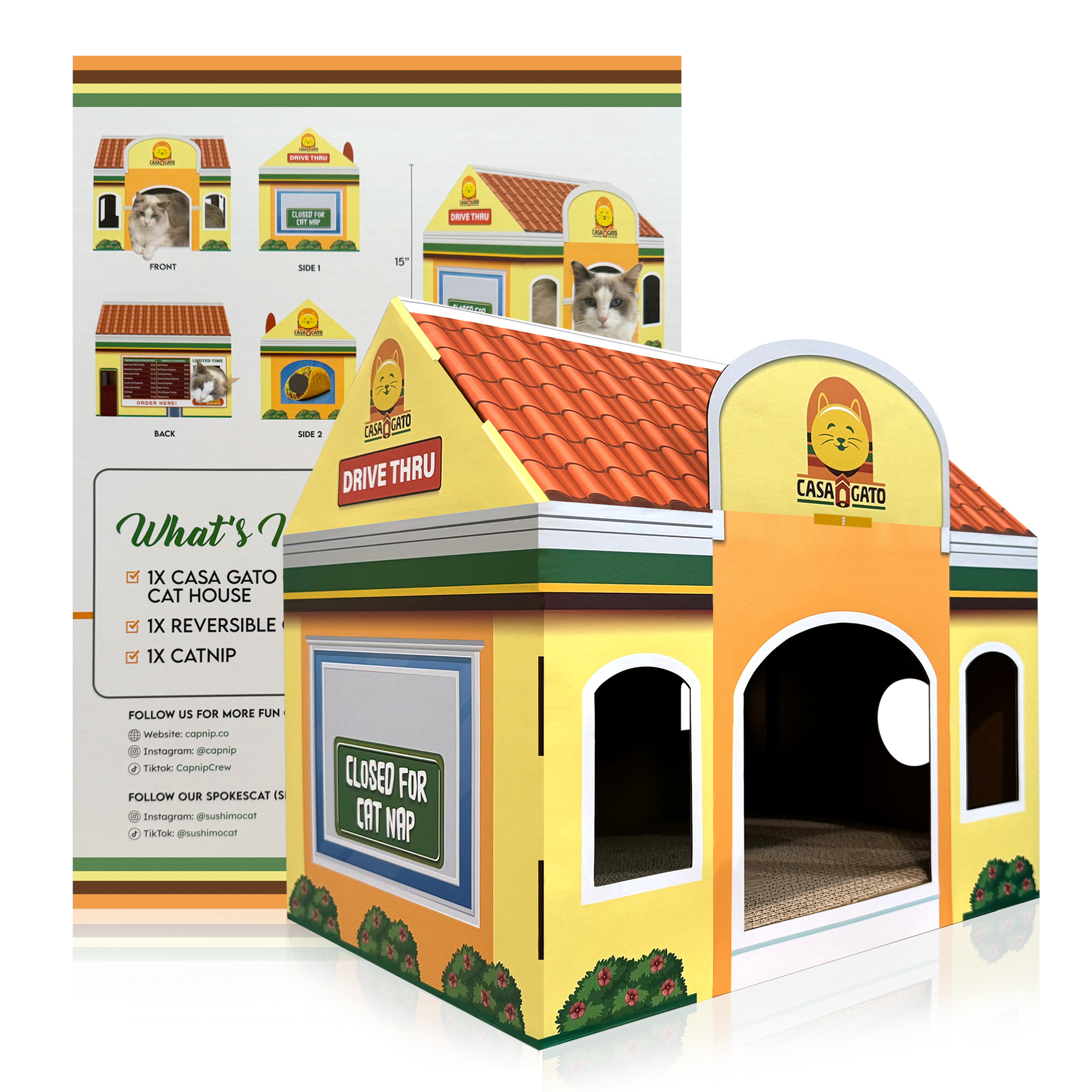 Capnip - Wholesale Pet Cave - Cat/Dog - Capnip Casa Gato Mexican Fast Food Cardboard Cat House1
