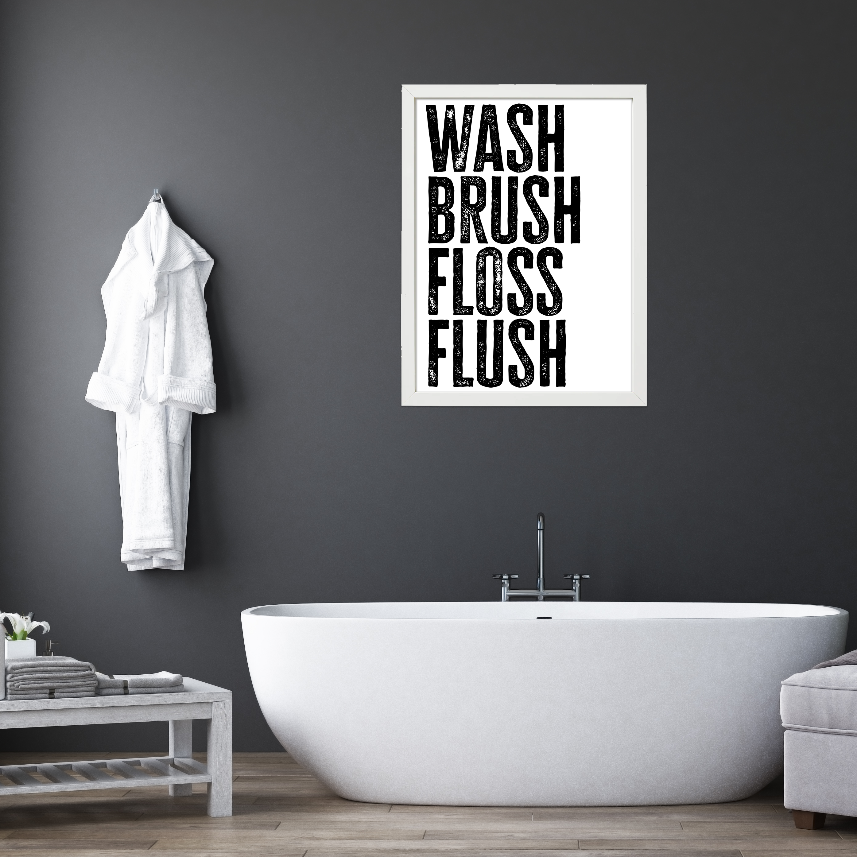 Prints With Personality – wholesale Art print – Wash, brush, floss, flush typography print (Size A5/A4/A3)3
