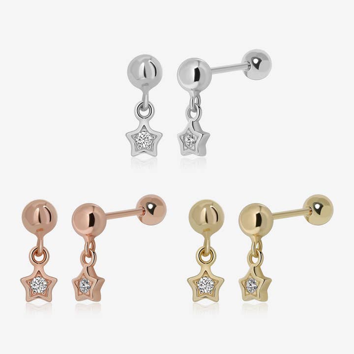 Dazzling Star Dangle Screw Back Earrings for wholesale by Meissa Jewelry