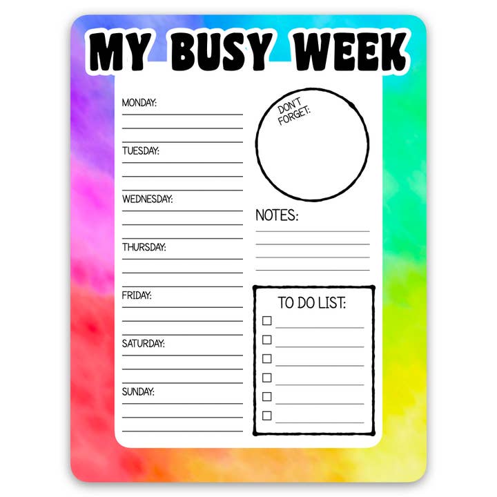 MY BUSY WEEK WATERCOLOR LAMINATED DRY ERASE BOARD for wholesale by Namedrops