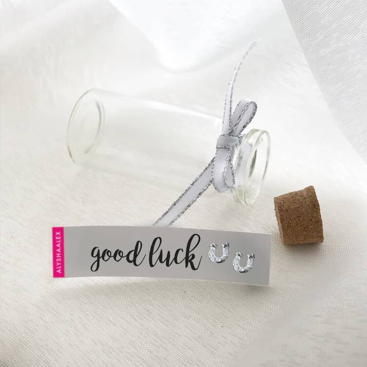 GOOD LUCK - MESSAGE IN A BOTTLE SILVER STUDS for wholesale by ALYSHAALEX
