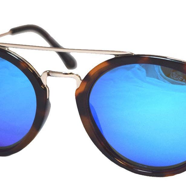 High-end Double Bridge Demi Blue Mirror polarized lenses for wholesale by Gafas Venice Eyewear