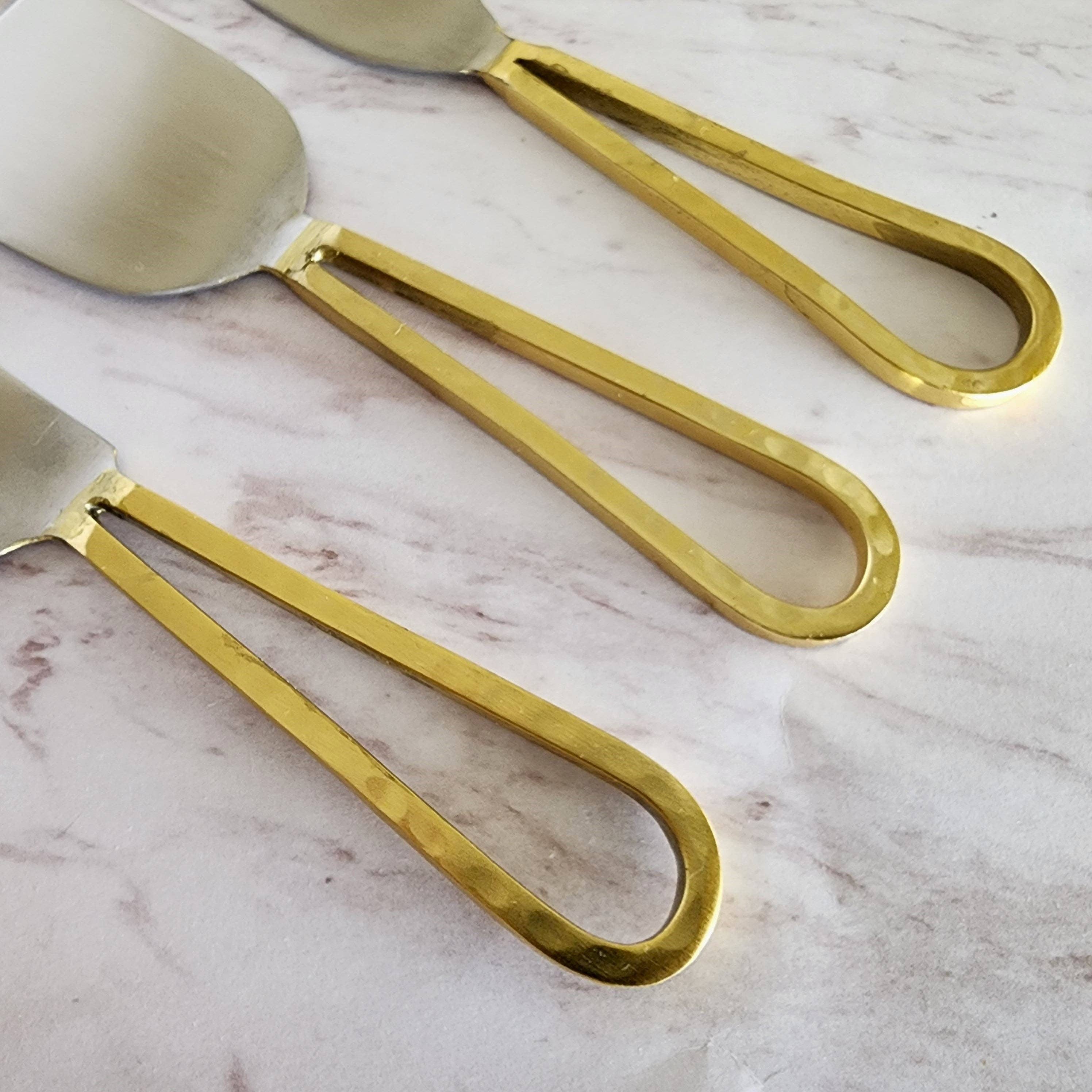 Gibb & Daan - Wholesale Cheese Spreader - Loop Cheese Knife Set - Gold, Black & Rose Gold Handles5