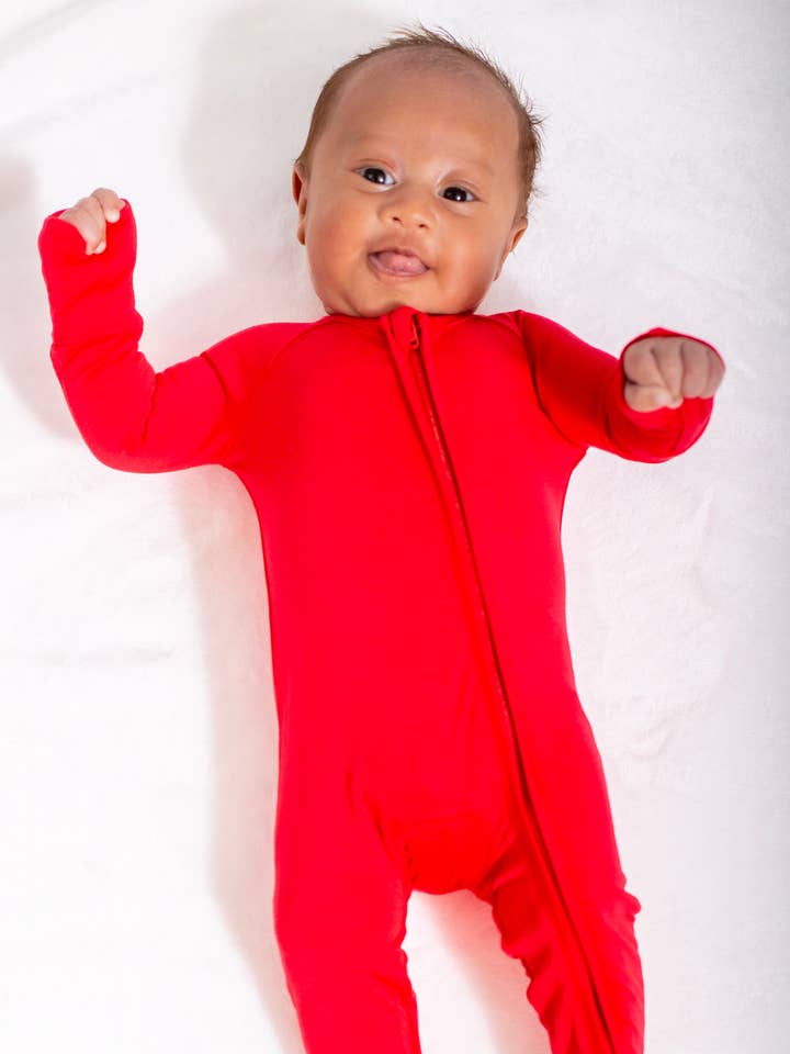 Red Bamboo Onesie for wholesale by Rayns Tiny Stitches