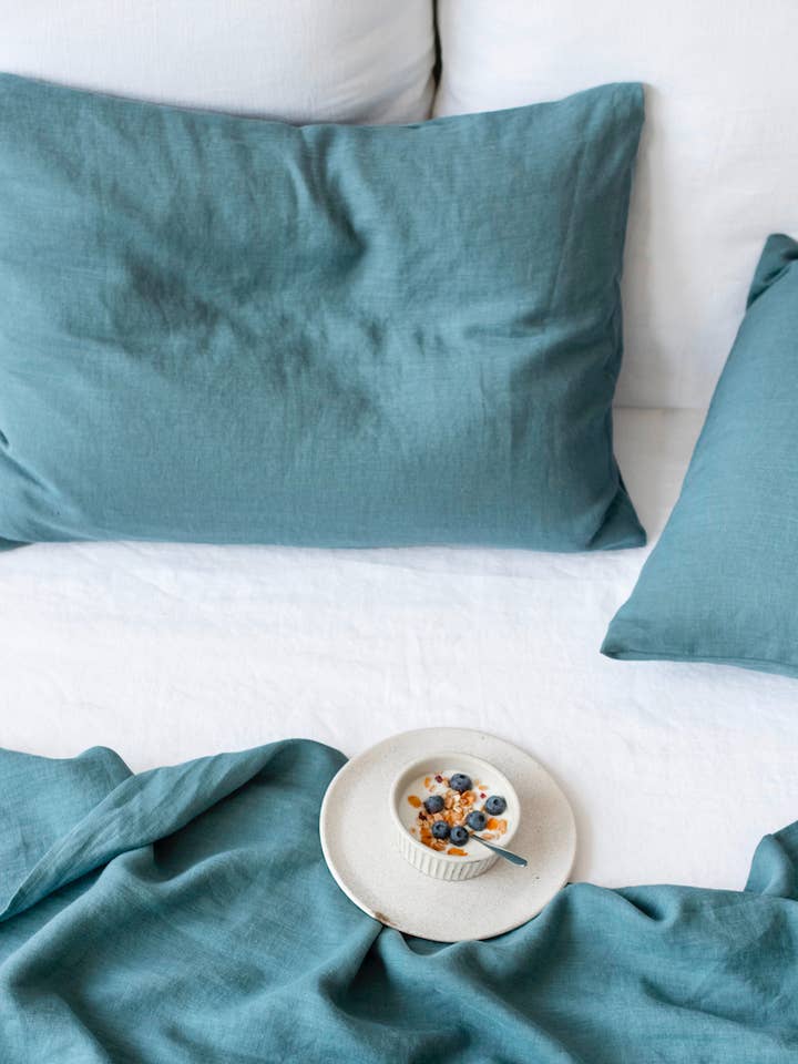 Gray Blue Pillowcase for wholesale by MagicLinen (We handle U.S. import procedures for you)