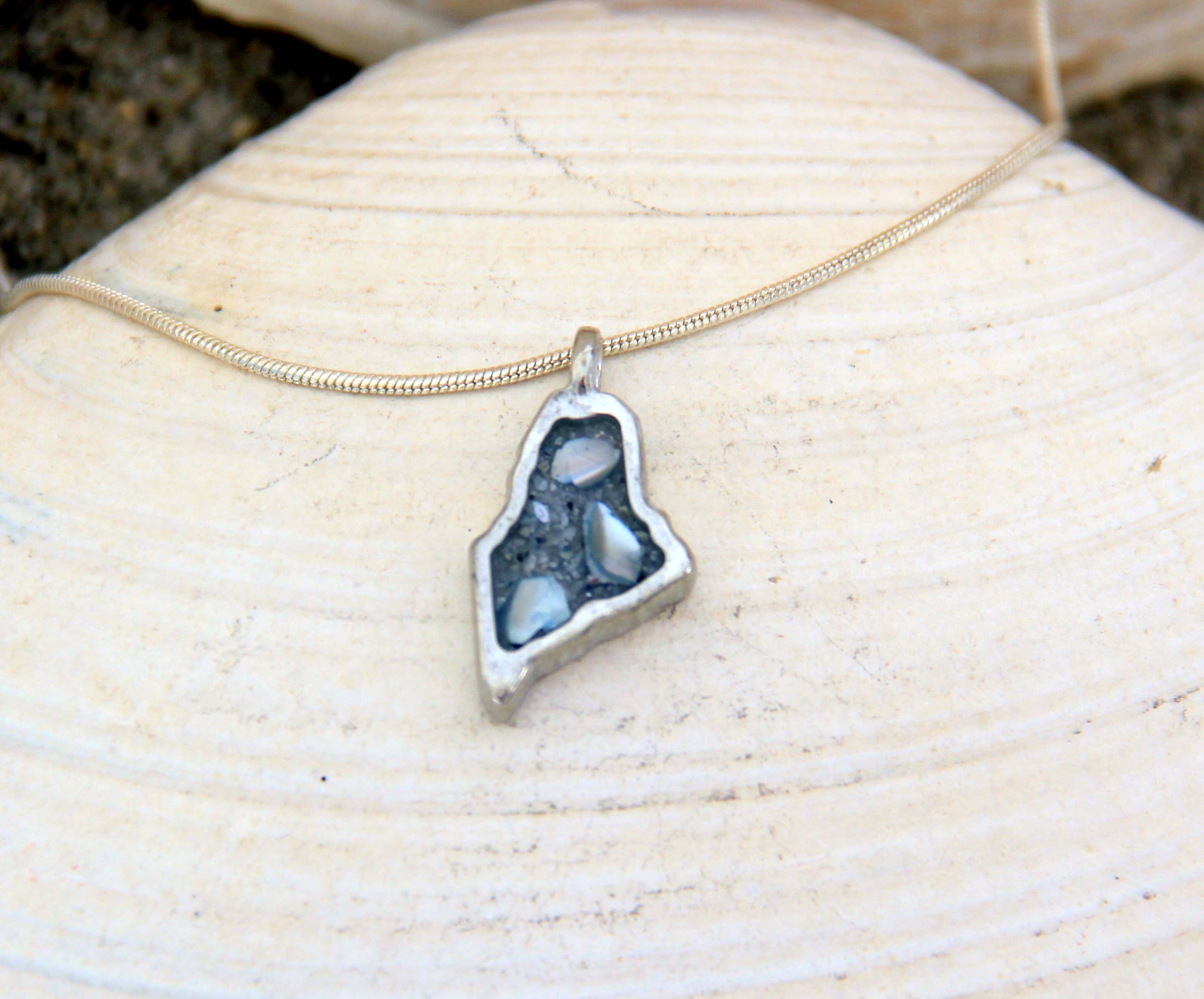 Maine Shellware - Wholesale Pendant/Charm Necklace - Hand Poured Pewter Mini Shape of Maine Pendant4
