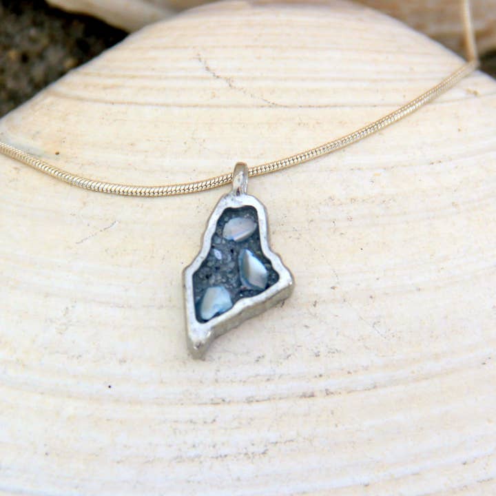 Maine Shellware - Wholesale Pendant/Charm Necklace - Hand Poured Pewter Mini Shape of Maine Pendant4