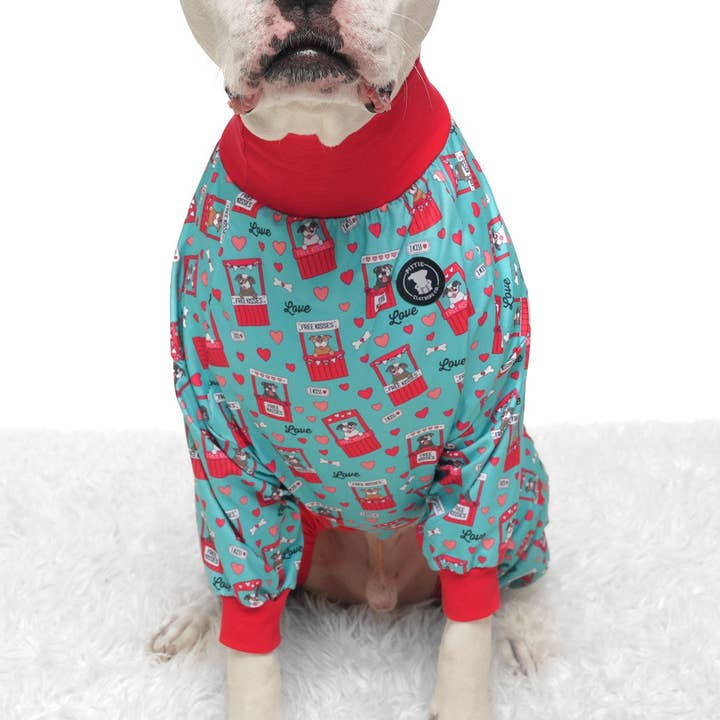 Pittie Kissing Booth Pitbull Pajamas - Teal for wholesale by Pittie Clothing Co.