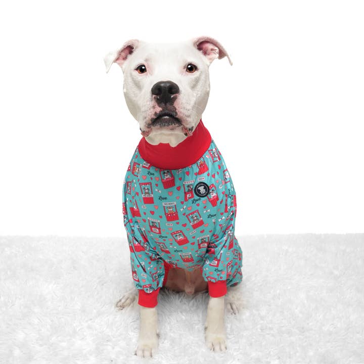 Pittie Kissing Booth Pitbull Pajamas - Teal for wholesale by Pittie Clothing Co.