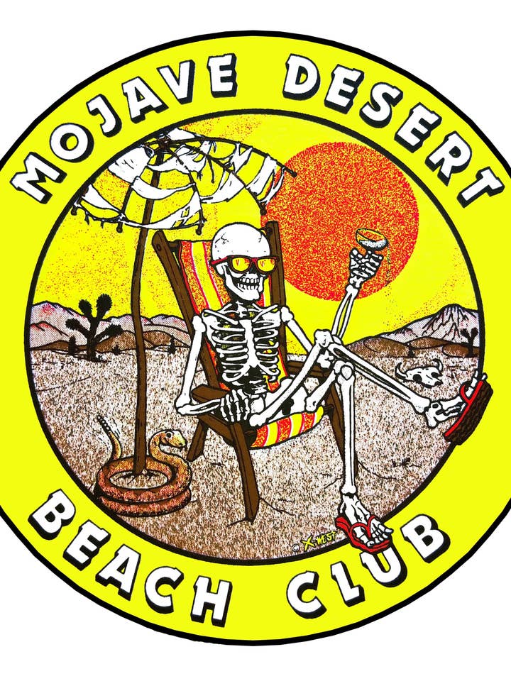 Sunset Desert Gear - Wholesale Screen Printed T-Shirt - Unisex - Mojave Desert Beach Club T Shirt Vintage Design