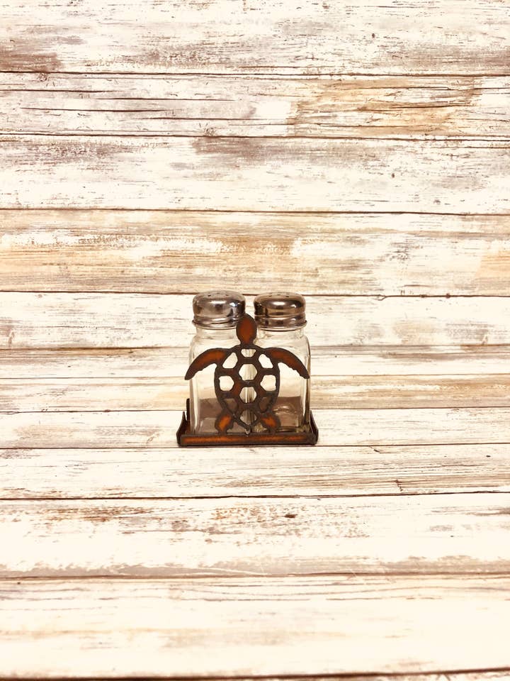 Sea Turtle Nautical Lake Salt N Pepper Shaker Holder for wholesale by Universal Ironworks USA