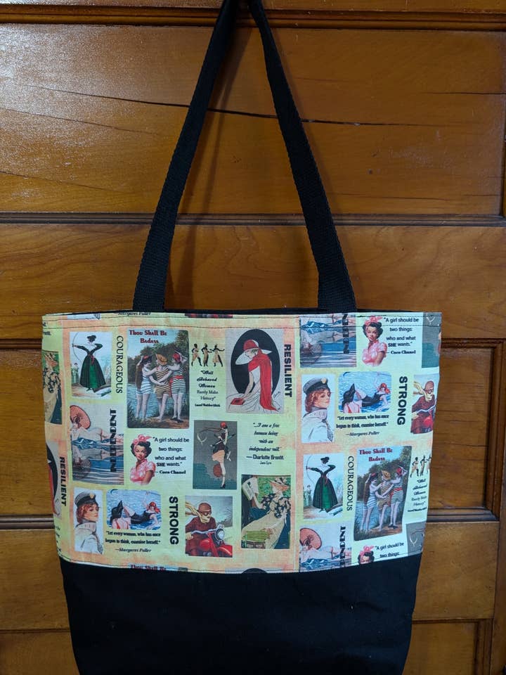 THOU SHALT BE BADASS COLLAGE TOTE BAG for wholesale by The Marble Faun Gifts