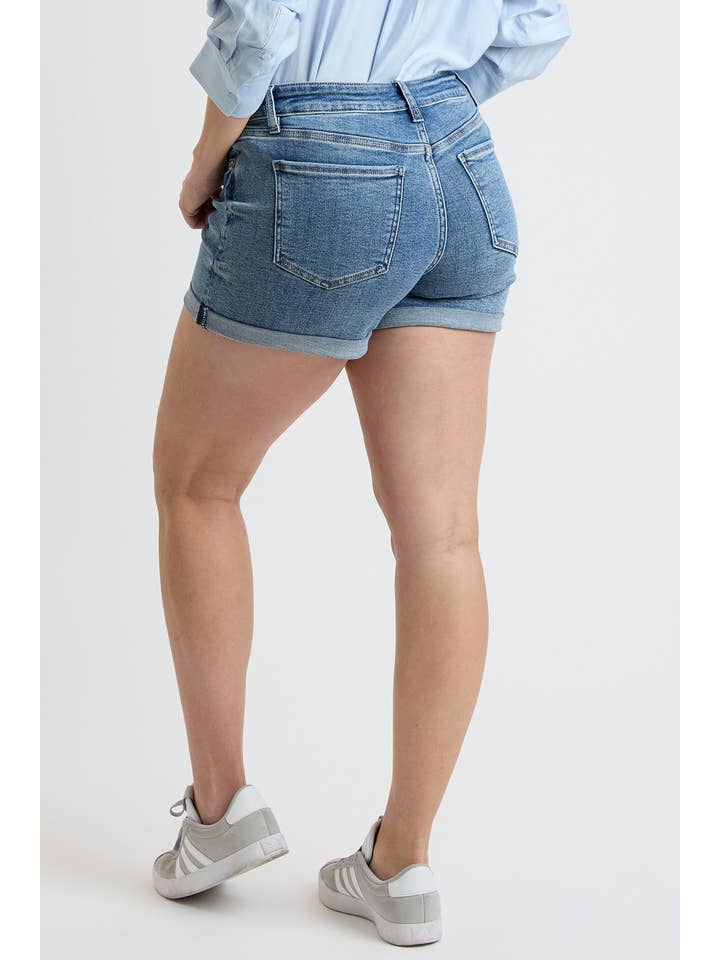 YMI - Wholesale Shorts - Women's - High Rise Premium Stretch Fold-Over Cuff Shorts-WS3149609