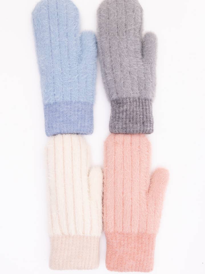 Plush Pastel Fuzzy Winter Mittens 🧤 for wholesale by Leto Accessories