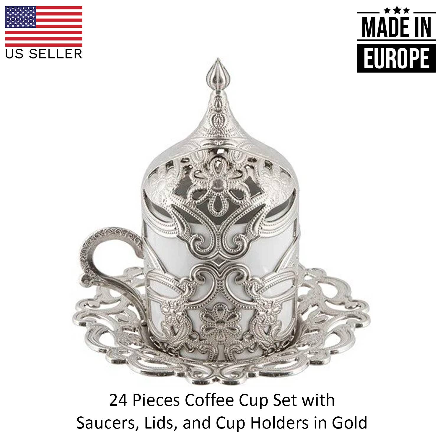 Hakan - Wholesale Coffee/Tea Cup - Floral Turkish Coffee Cups Set of 6, 24 Pieces Set, 2 Oz1