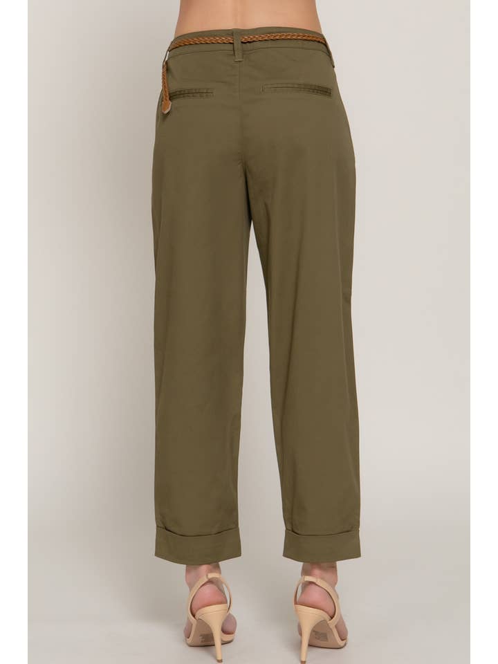 Active Basic | Active USA - Wholesale Pants - Women's - Chino Pants with Braided Belt12