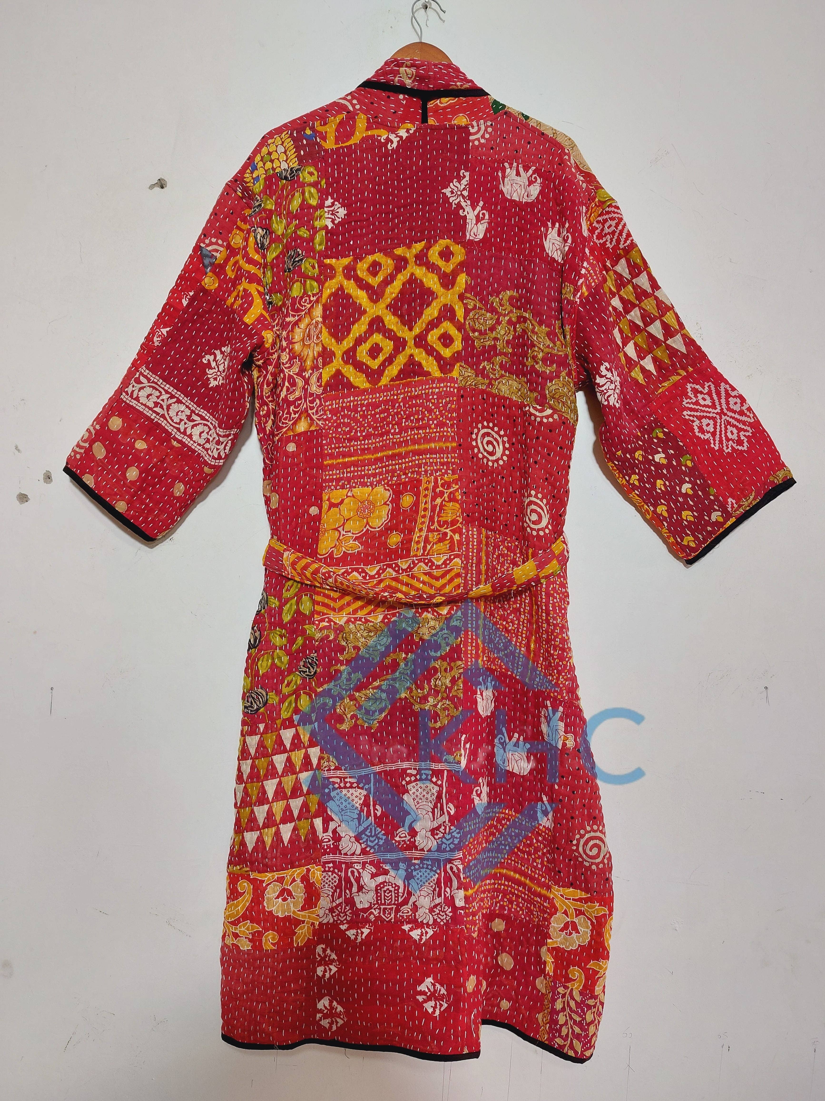 KHC – wholesale Robe – Women's – Patchwork Bath Robe | Vintage Kantha Cotton Kimono | Cotton Robe | Kimono Indian Dressing Gown | Night Wear Suit | Long Cotton Robe7