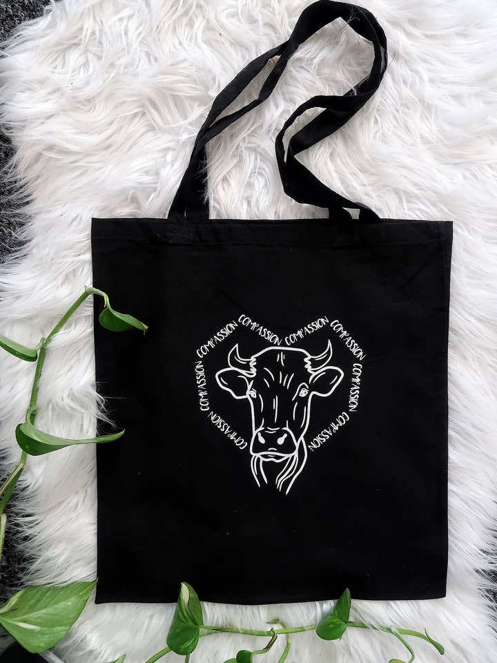 Bolso de lona de algodón vegano Cow Compassion para venta al por mayor de Wickedless Ltd