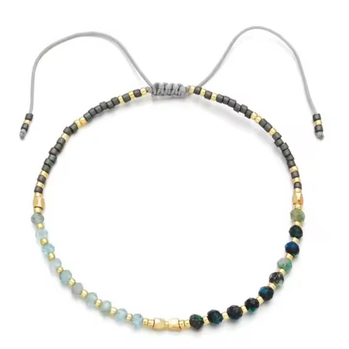 Picki Nicki - Wholesale Beaded Bracelet - Gemstone Beaded Stacking Bracelet Turquoise and Aquamarine