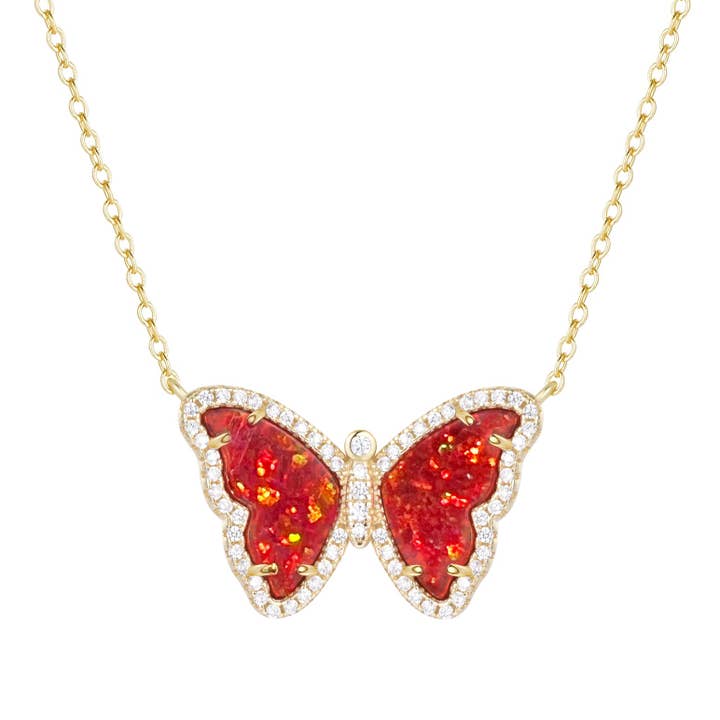 Kamaria Jewelry - Wholesale Pendant/Charm Necklace - Opal Butterfly Necklace With Crystals81