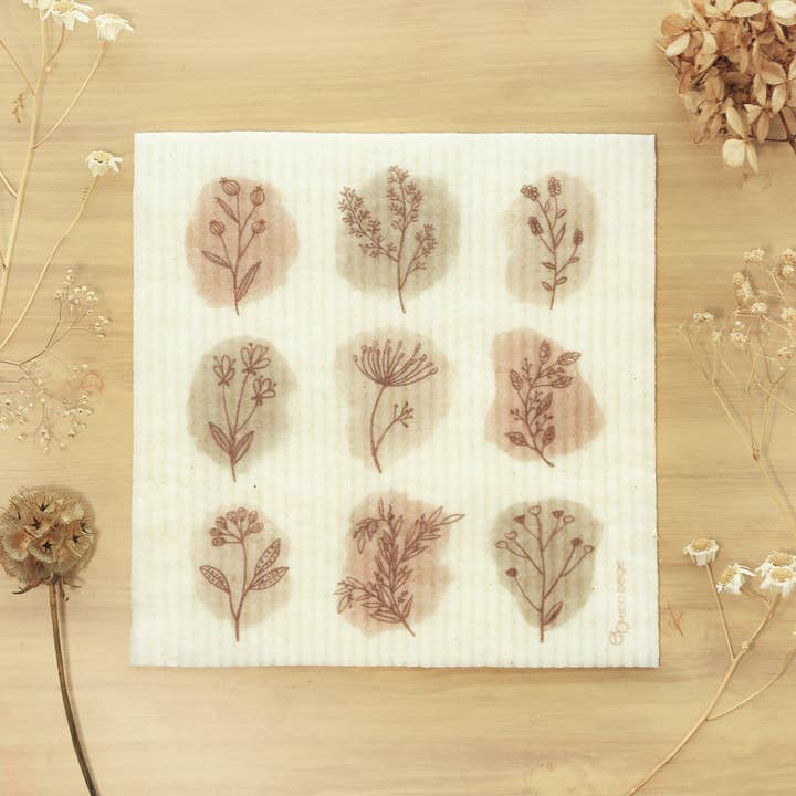 Eco Beige - Wholesale Dishcloth - Brown Botanical Sponge Cloth