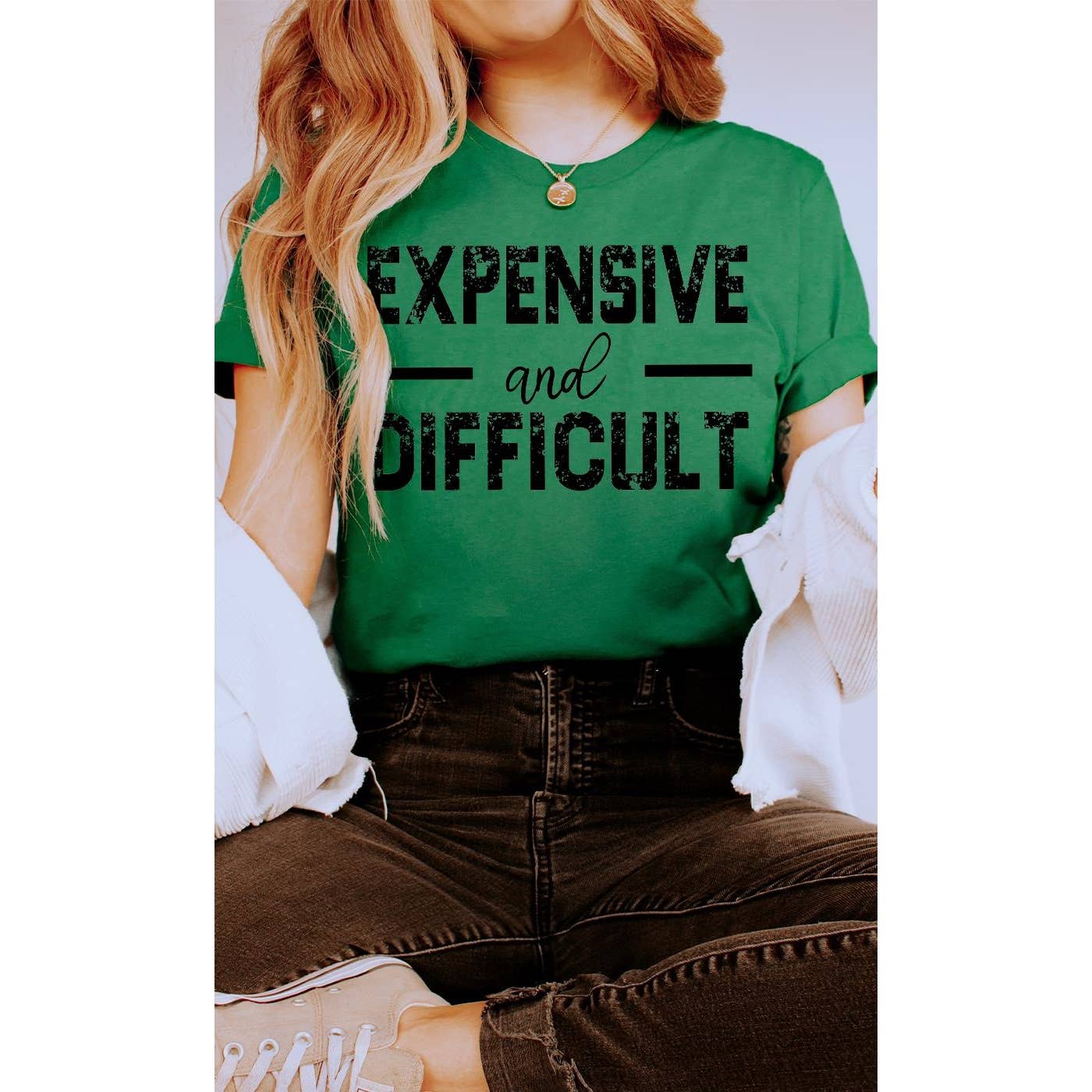 Kissed Apparel - Wholesale Screen Printed T-Shirt - Women's - Expensive and Difficult Funny Graphic Tee1