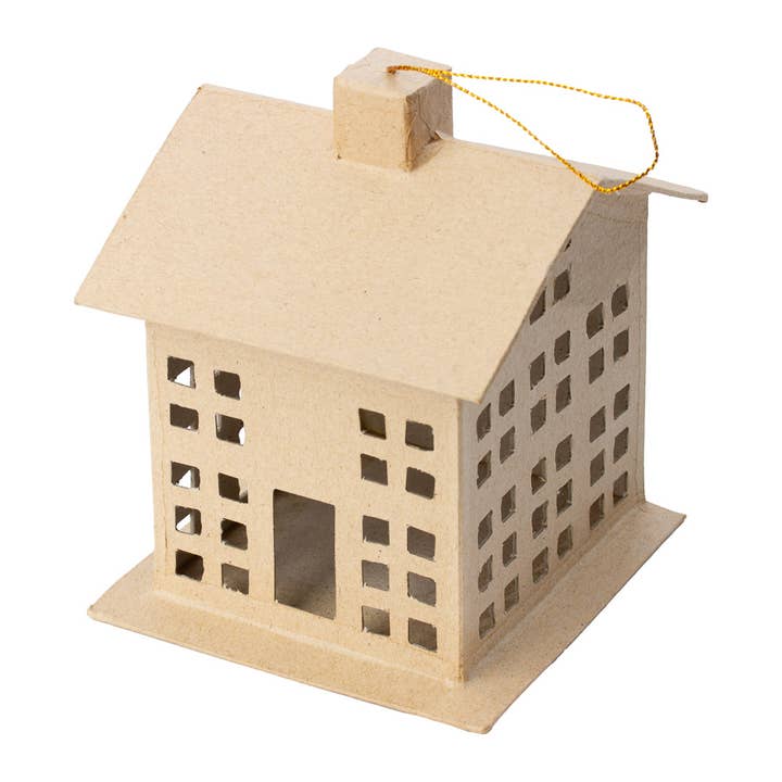 Factory Direct Craft - Venta al por mayor Adornos - Adorno de Casa de Papel Maché Prefabricada 10,5 cm x 10 cm x 12,7 cm