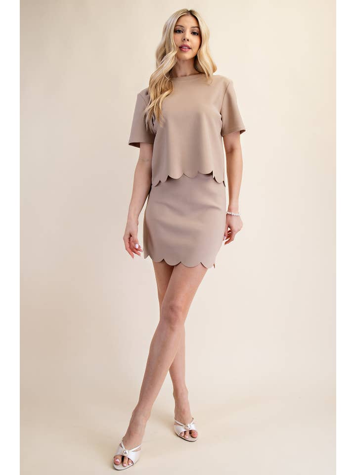 Glam - Wholesale Knit Top - Women's - Short Sleeve Scallop Knit Top