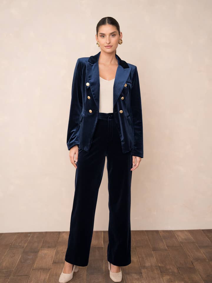 Velvet blazer & pants set V1721N & P2228 for wholesale by CHOKLATE PARIS