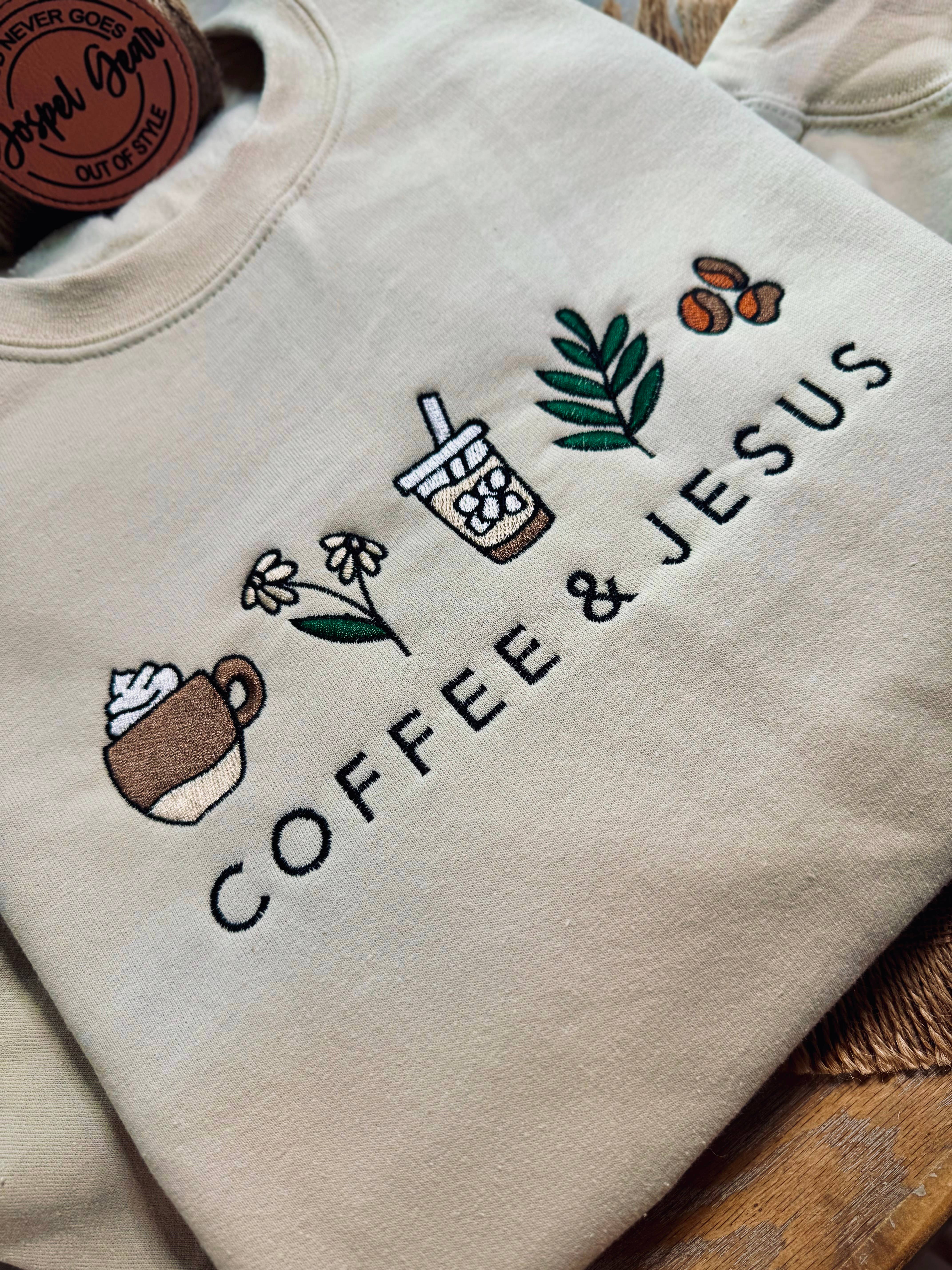 Gospel Gear Co - Wholesale Sweatshirt - Women's - Coffee And Jesus Embroidered Shirt1