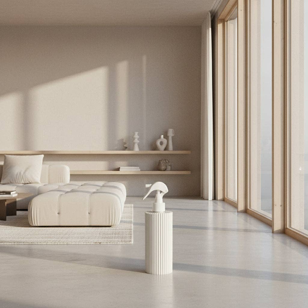 Joie Designs Co. | Refillable Bottles - Wholesale Soap Dispenser - Modern Ribbed Soap Dispenser – 10oz Vanilla White, Gold Pump1