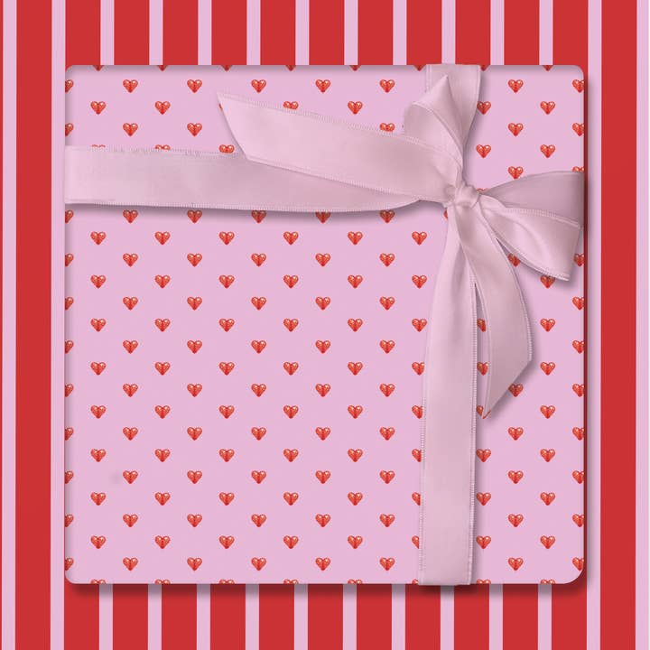 Red Hearts on Lavender Wrapping Paper for wholesale by Ballard & Prescott