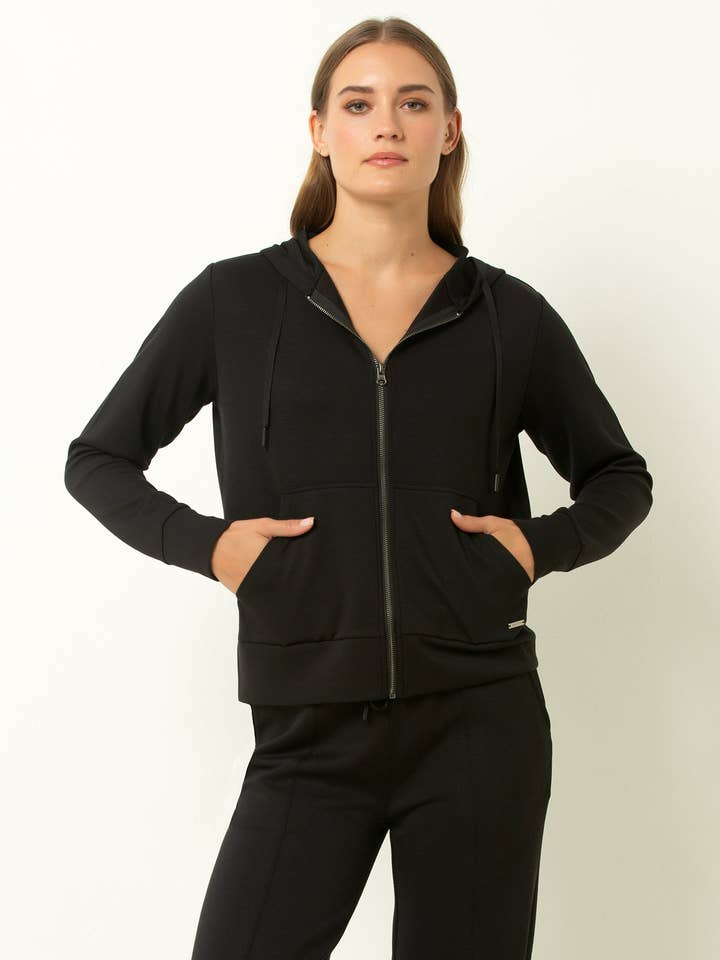 Ultra Soft Full Zip Hoodie - Black for wholesale by Felina