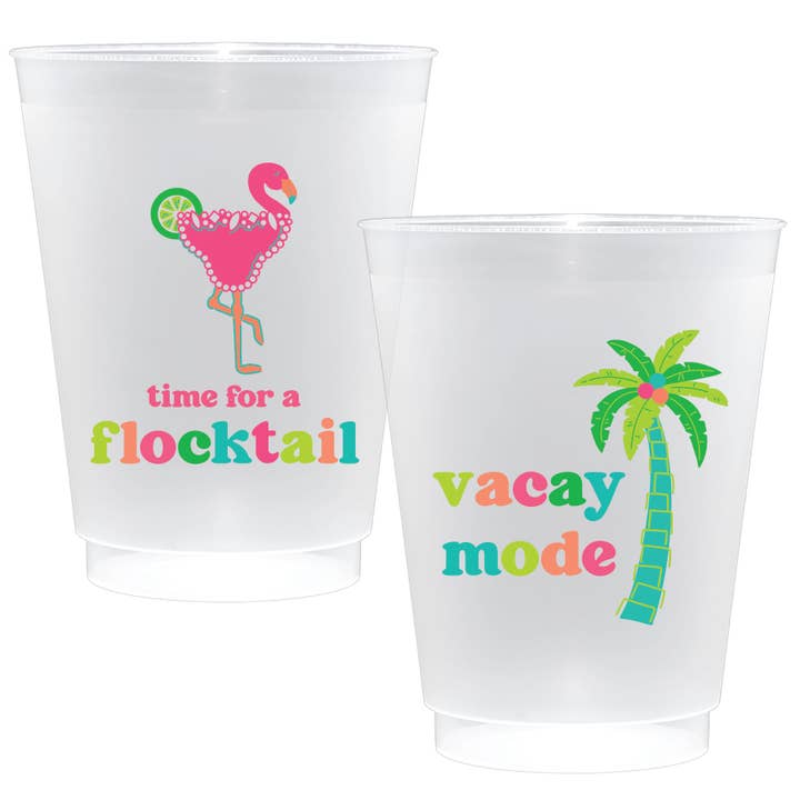 Canvas Style - Wholesale Disposable Cup - Vacay Mode Shatterproof Frost Flex Plastic Cups (10)