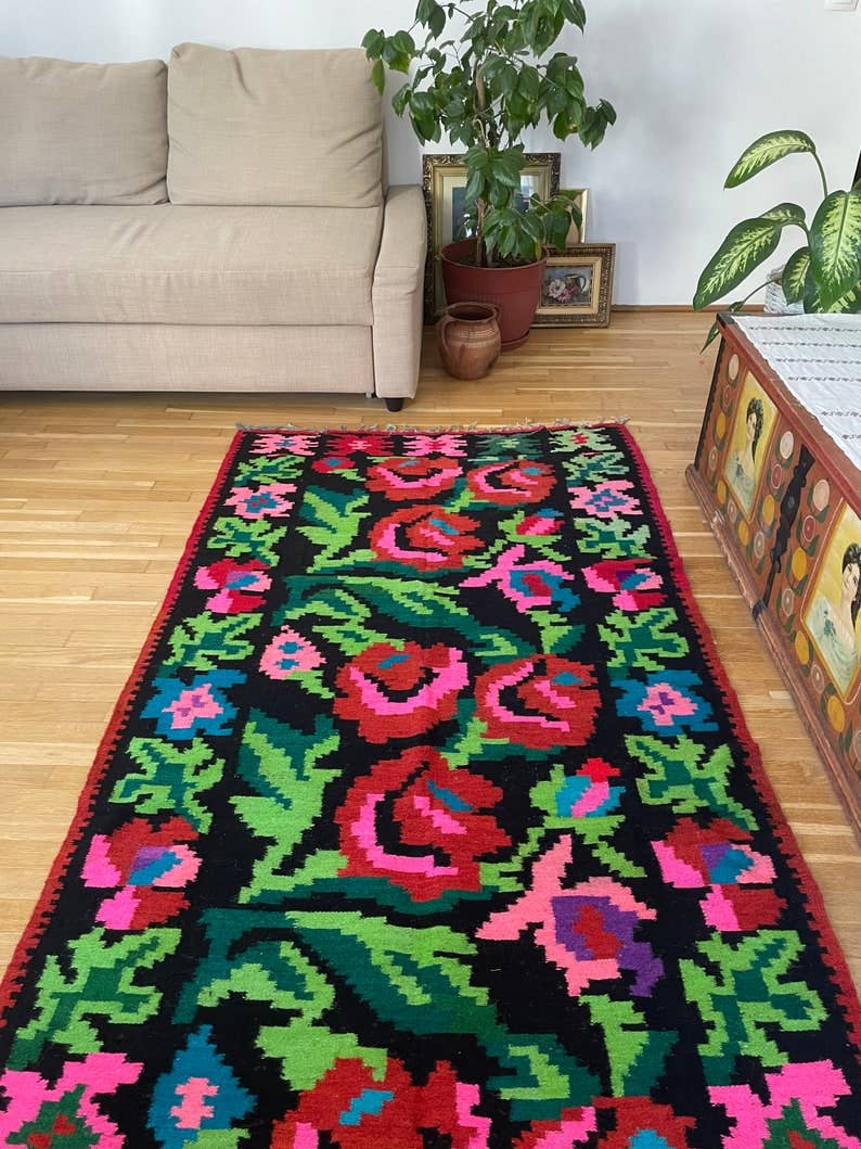 MADE WITH LOVE RO SRL - Wholesale Area Rug - Large Moldavian runner rug with roses, Romanian floral2