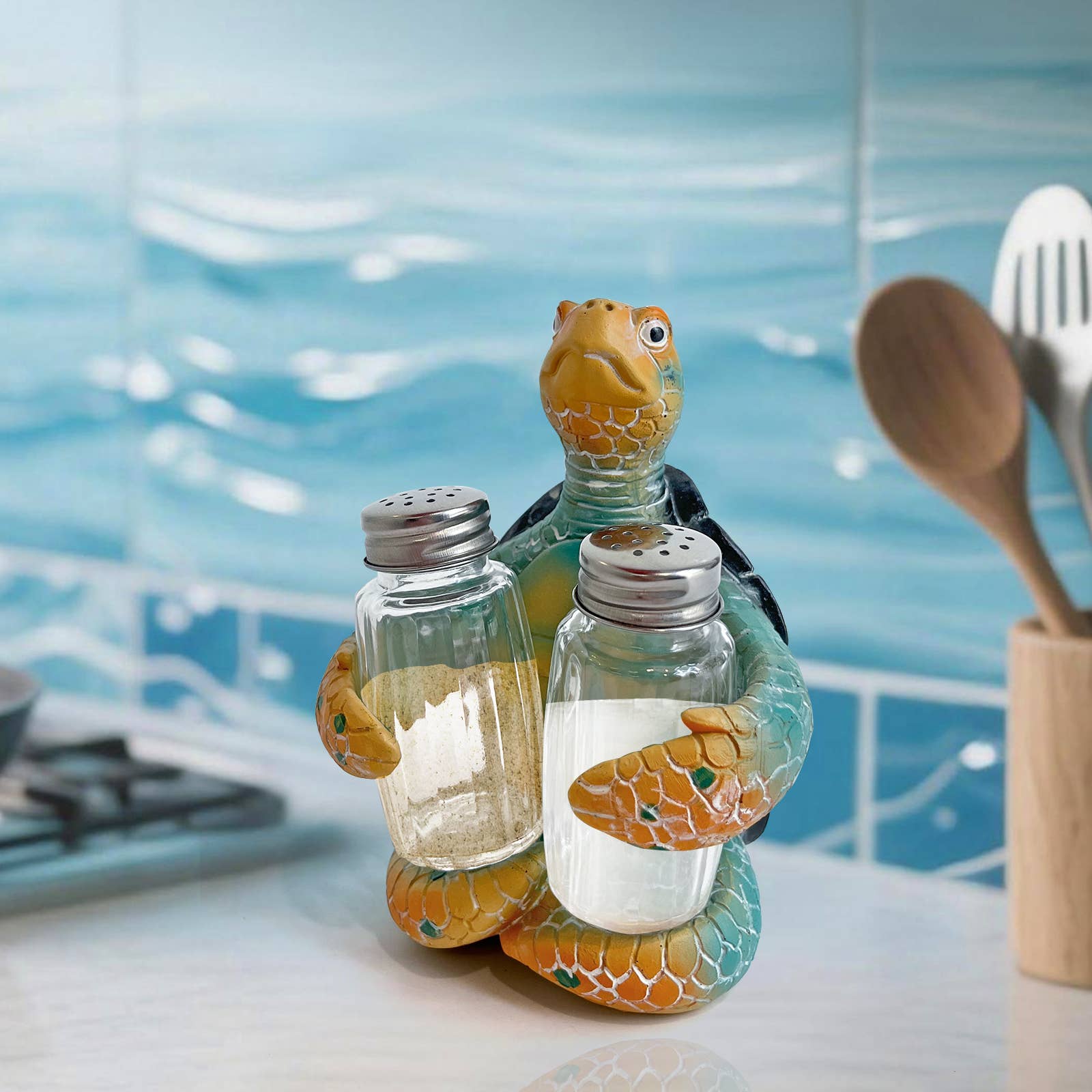 Liffy - Wholesale Salt & Pepper Shaker Set - Sea Turtle Salt and Pepper Shaker Holder Ocean Kitchen Decor1