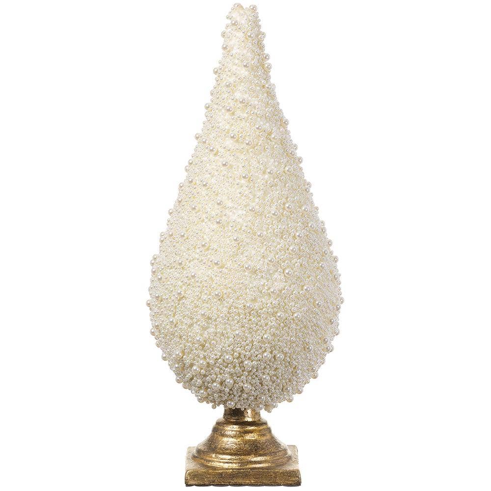 Dunn Deals – wholesale Decorative tabletop object – Royal Court Collection - 21" Pearl Teardrop Topiary With Stand Pearl0