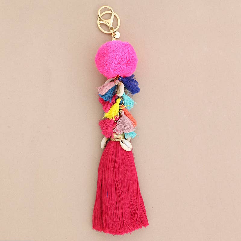 Sonata – Großhandel Schlüsselanhänger – Damen – Ethnischer Schlüsselanhänger mit Quasten und Pompons4