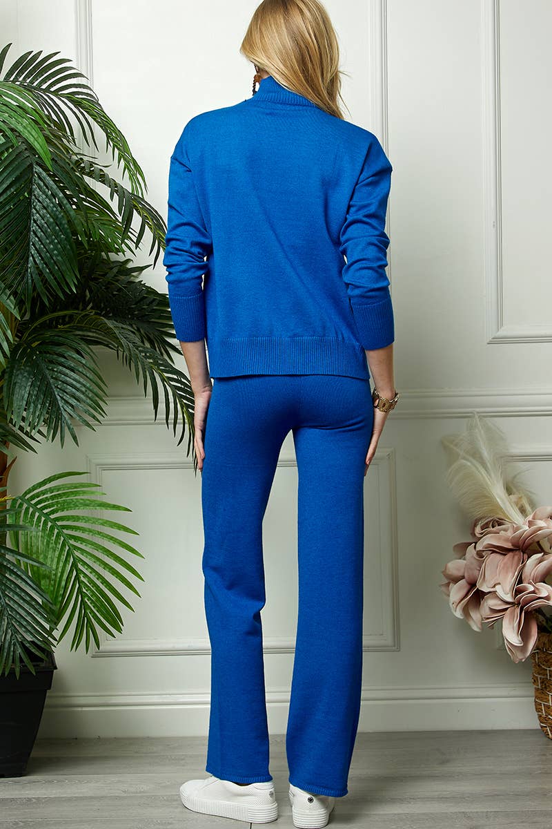 Cezele - Wholesale Lounge Set - Women's - Turtleneck Knitted Sweater and Flare Pants Set9
