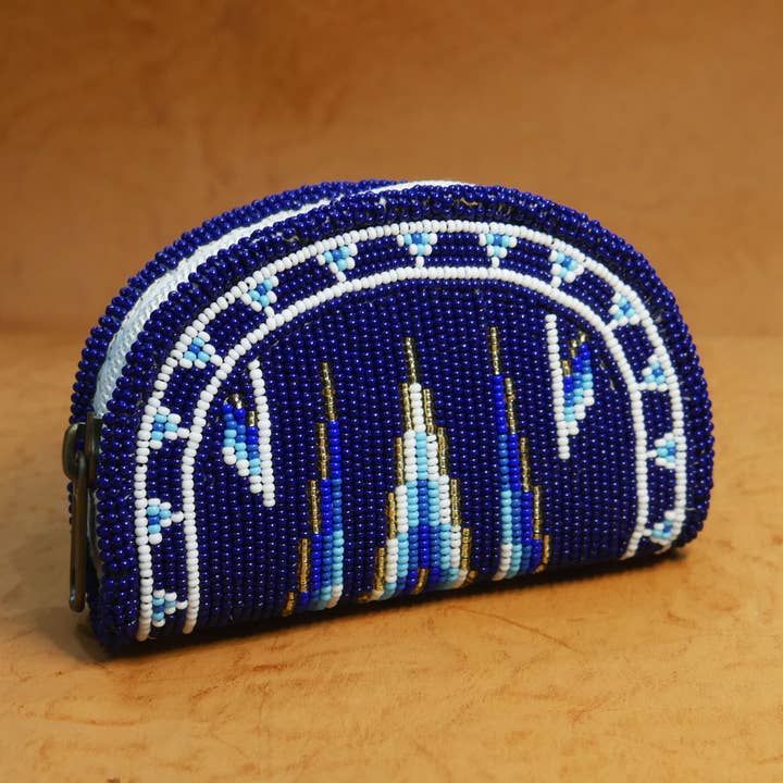 Blue Handmade Native American Inspired Beaded Coin bag for wholesale by KANGURAH