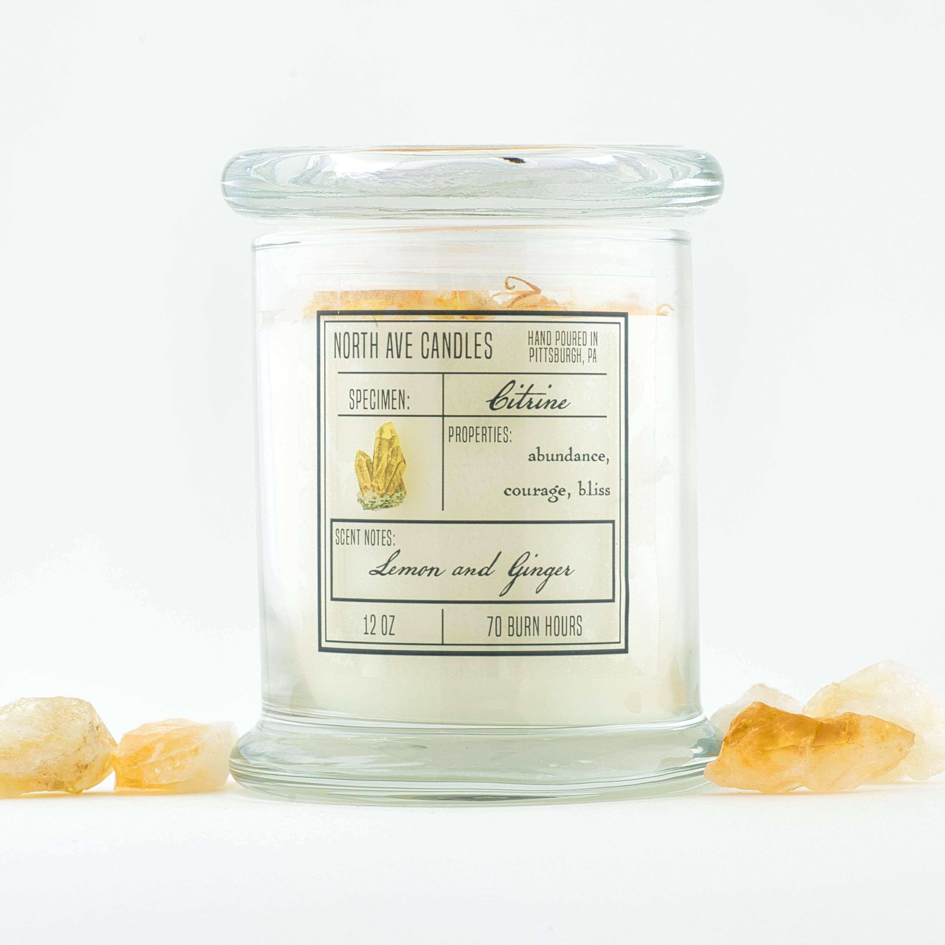 North Ave Candles - Wholesale Jar/Filled Candle - Crystal Candle / Citrine | Lemon + Ginger5