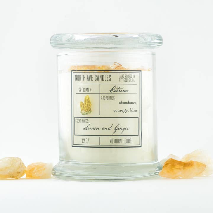North Ave Candles - Wholesale Jar/Filled Candle - Crystal Candle / Citrine | Lemon + Ginger5