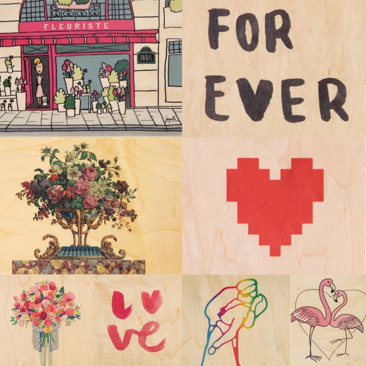 Confezione di Cartoline in Legno d'Acero Love, 96 Unità per la vendita all'ingrosso da parte di Woodhi