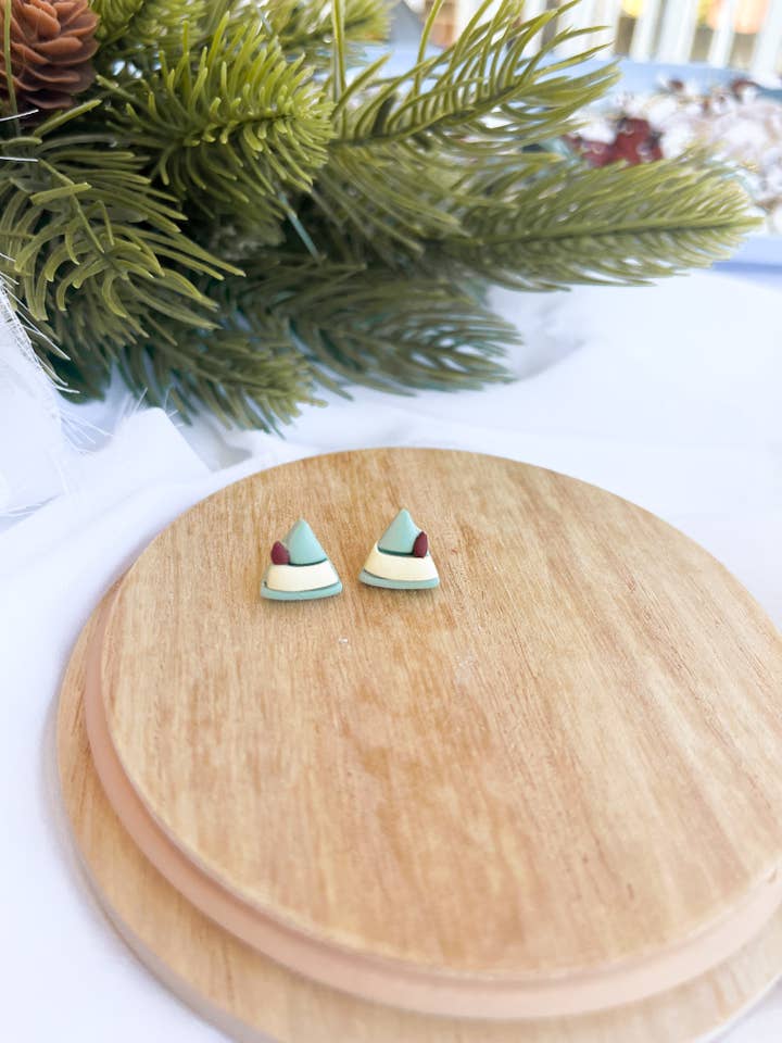Christmas Elf Hat Stud Polymer Clay Earrings for wholesale by The Modern Iris