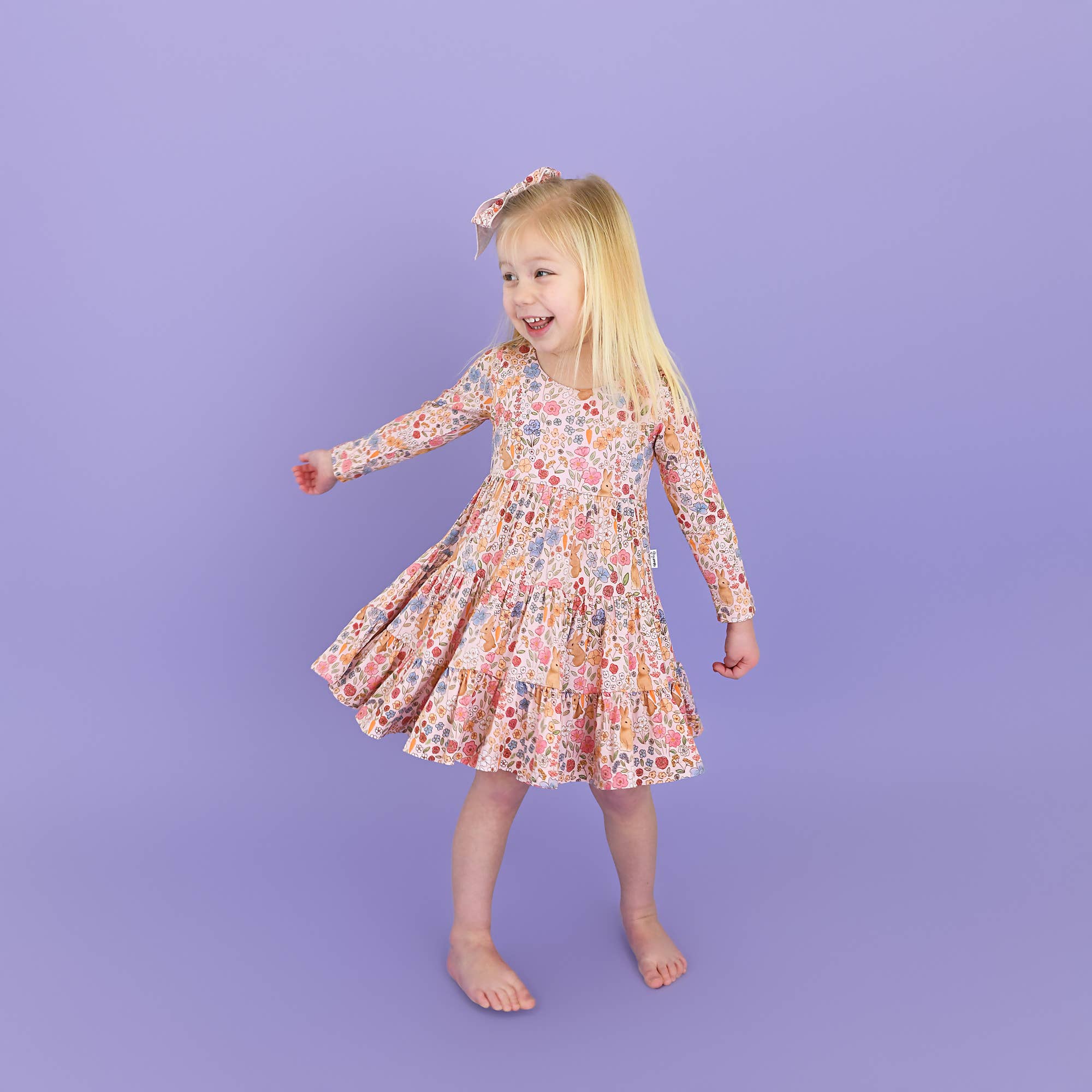 Gigi and Max - Venta al por mayor Vestido - Niños - Vestido de columpio de conejito floral de pradera de bambú para Pascua11