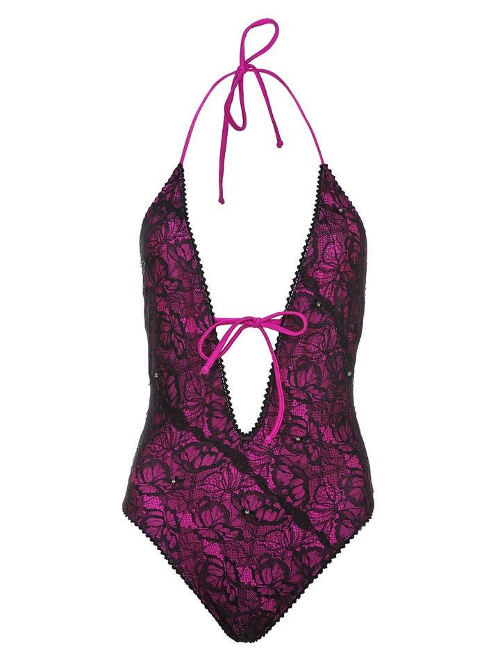 TGK 'La Soirée' COSTUME DA BAGNO CON FIOCCO - MAGENTA per la vendita all'ingrosso da parte di The Gold Key